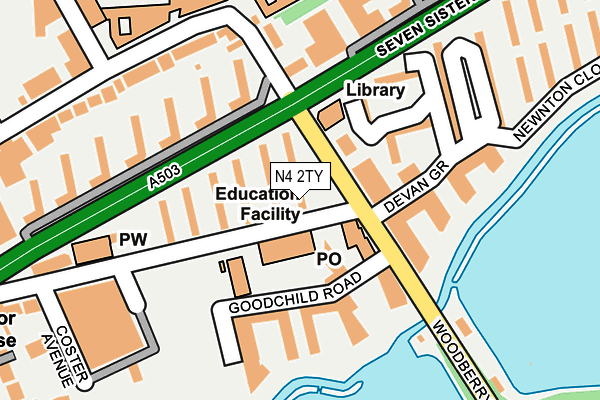 N4 2TY map - OS OpenMap – Local (Ordnance Survey)