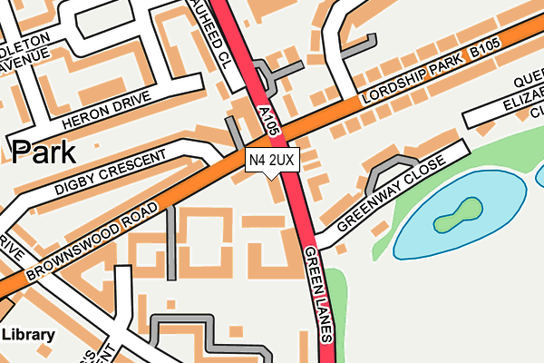 N4 2UX map - OS OpenMap – Local (Ordnance Survey)
