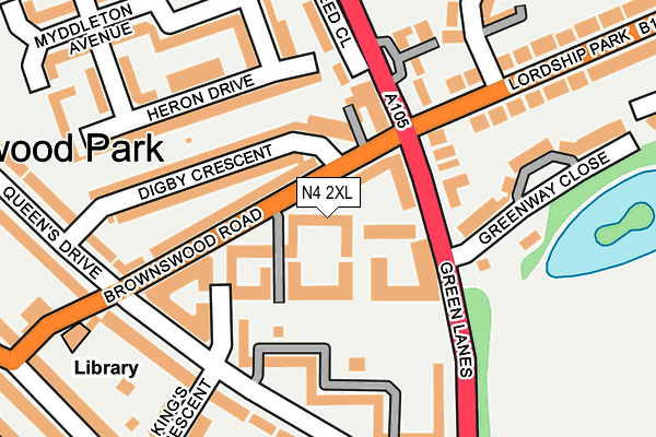 N4 2XL map - OS OpenMap – Local (Ordnance Survey)