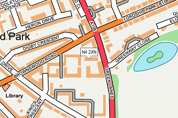 N4 2XN map - OS OpenMap – Local (Ordnance Survey)