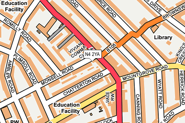 N4 2YA map - OS OpenMap – Local (Ordnance Survey)