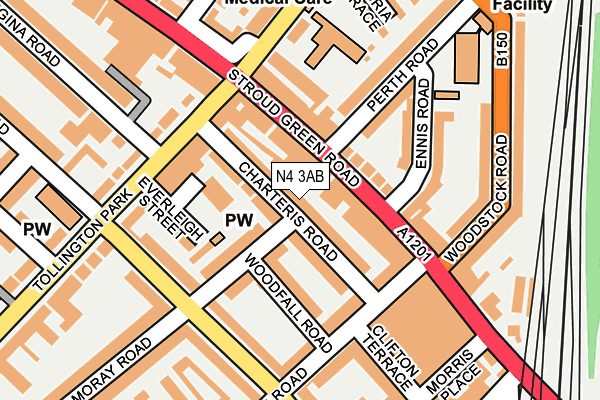 N4 3AB map - OS OpenMap – Local (Ordnance Survey)