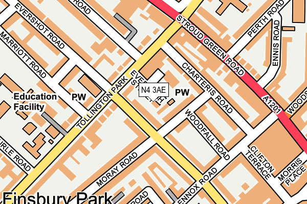 N4 3AE map - OS OpenMap – Local (Ordnance Survey)