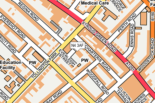N4 3AF map - OS OpenMap – Local (Ordnance Survey)