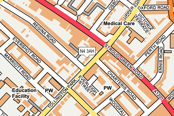 N4 3AH map - OS OpenMap – Local (Ordnance Survey)