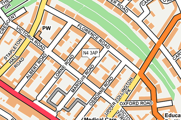N4 3AP map - OS OpenMap – Local (Ordnance Survey)