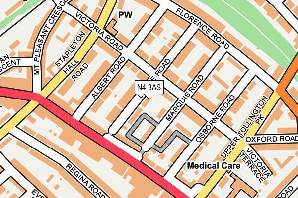 N4 3AS map - OS OpenMap – Local (Ordnance Survey)
