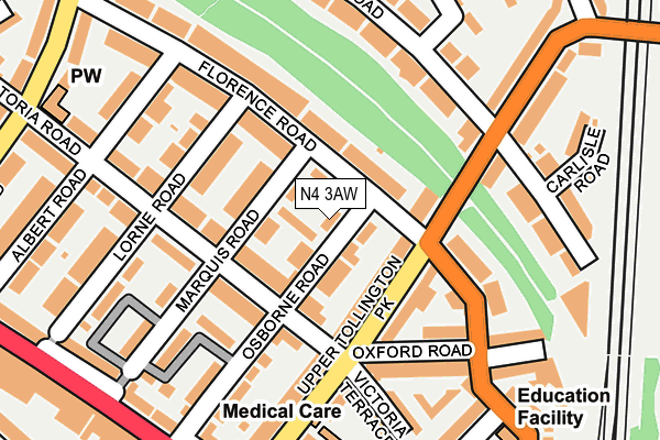N4 3AW map - OS OpenMap – Local (Ordnance Survey)