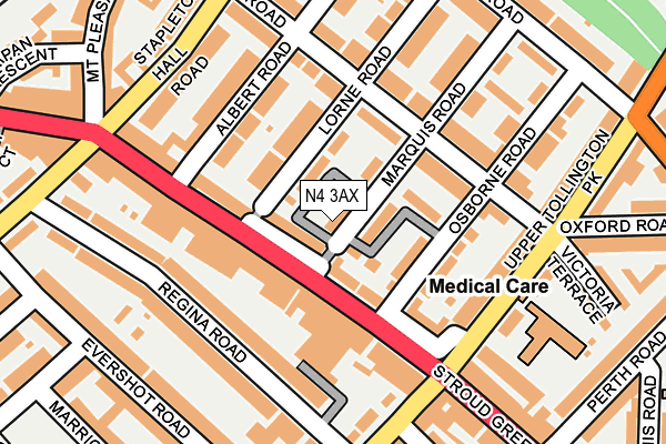 N4 3AX map - OS OpenMap – Local (Ordnance Survey)