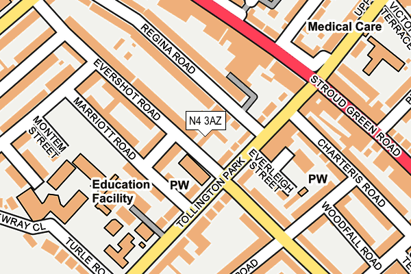 N4 3AZ map - OS OpenMap – Local (Ordnance Survey)