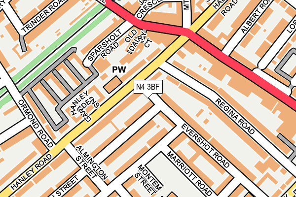 N4 3BF map - OS OpenMap – Local (Ordnance Survey)
