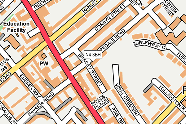 N4 3BH map - OS OpenMap – Local (Ordnance Survey)