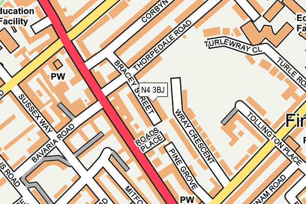 N4 3BJ map - OS OpenMap – Local (Ordnance Survey)