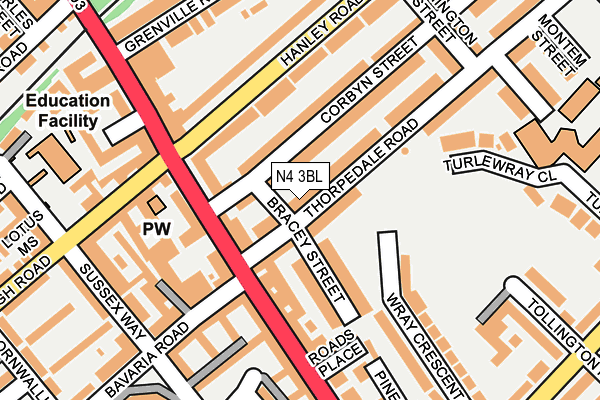 N4 3BL map - OS OpenMap – Local (Ordnance Survey)
