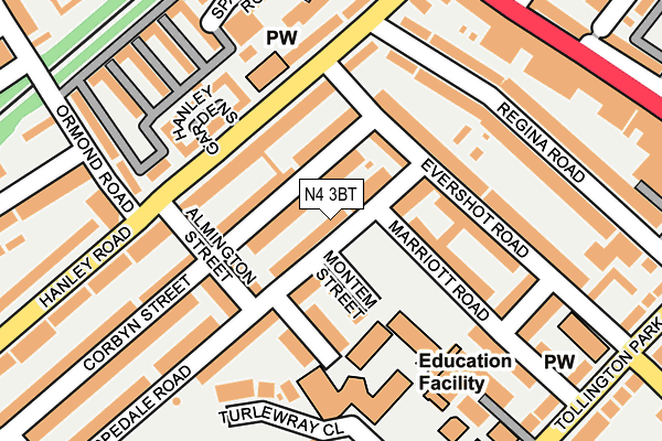 N4 3BT map - OS OpenMap – Local (Ordnance Survey)