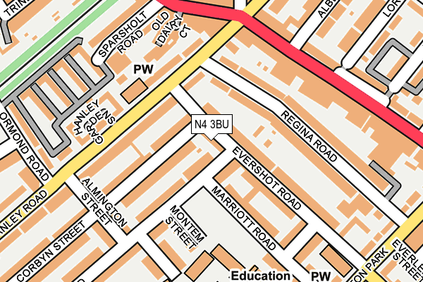 N4 3BU map - OS OpenMap – Local (Ordnance Survey)