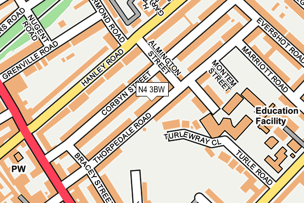 N4 3BW map - OS OpenMap – Local (Ordnance Survey)
