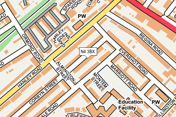 N4 3BX map - OS OpenMap – Local (Ordnance Survey)