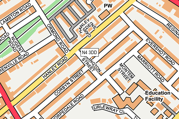 N4 3DD map - OS OpenMap – Local (Ordnance Survey)