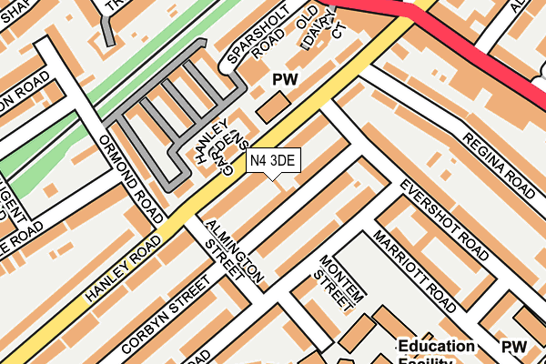 N4 3DE map - OS OpenMap – Local (Ordnance Survey)