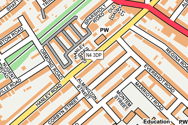 N4 3DP map - OS OpenMap – Local (Ordnance Survey)