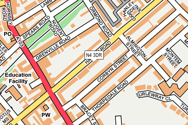 N4 3DR map - OS OpenMap – Local (Ordnance Survey)
