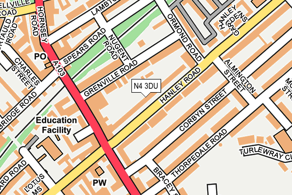 N4 3DU map - OS OpenMap – Local (Ordnance Survey)