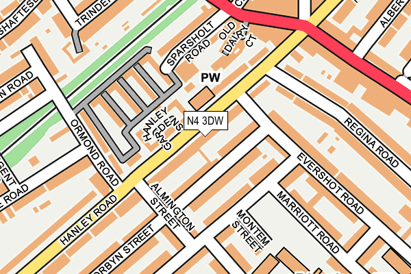 N4 3DW map - OS OpenMap – Local (Ordnance Survey)