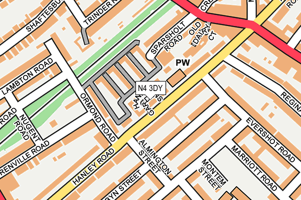 N4 3DY map - OS OpenMap – Local (Ordnance Survey)