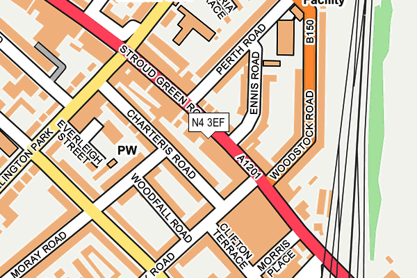 N4 3EF map - OS OpenMap – Local (Ordnance Survey)