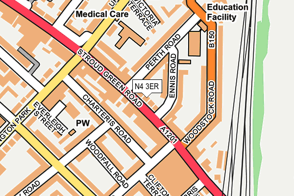 N4 3ER map - OS OpenMap – Local (Ordnance Survey)