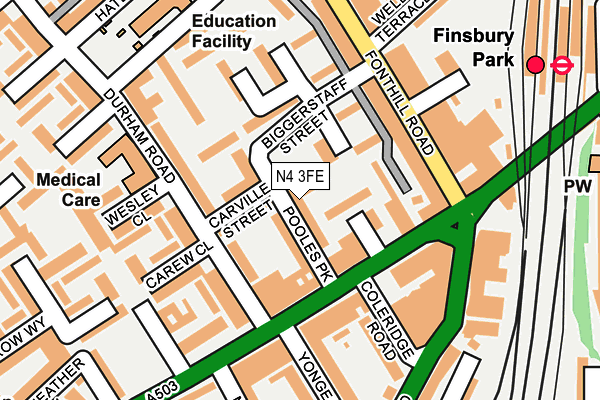 N4 3FE map - OS OpenMap – Local (Ordnance Survey)