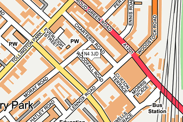 N4 3JD map - OS OpenMap – Local (Ordnance Survey)