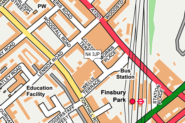 N4 3JP map - OS OpenMap – Local (Ordnance Survey)