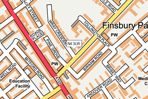 N4 3LW map - OS OpenMap – Local (Ordnance Survey)