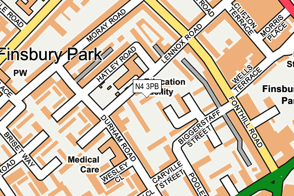 N4 3PB map - OS OpenMap – Local (Ordnance Survey)