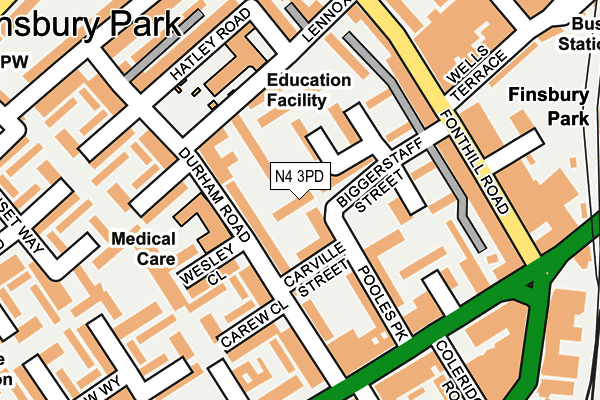 N4 3PD map - OS OpenMap – Local (Ordnance Survey)