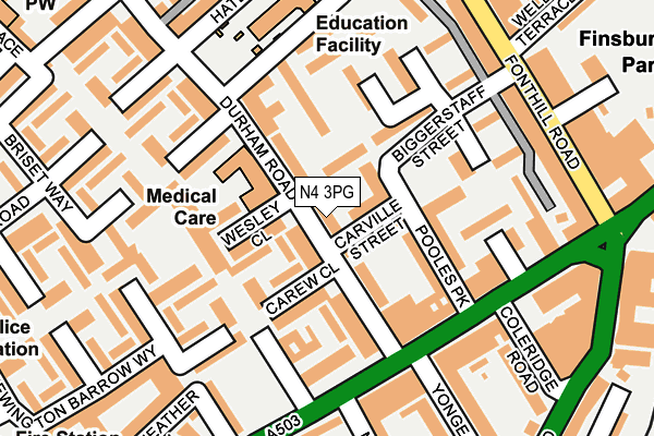 N4 3PG map - OS OpenMap – Local (Ordnance Survey)