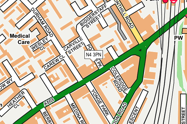 N4 3PN map - OS OpenMap – Local (Ordnance Survey)