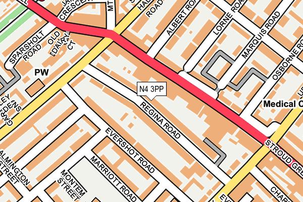 N4 3PP map - OS OpenMap – Local (Ordnance Survey)