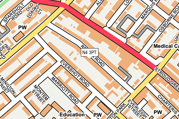 N4 3PT map - OS OpenMap – Local (Ordnance Survey)