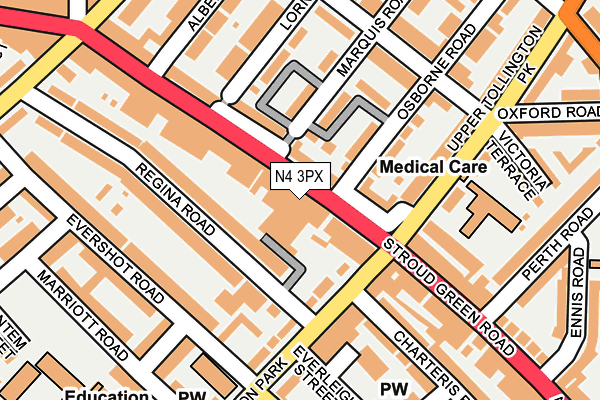 N4 3PX map - OS OpenMap – Local (Ordnance Survey)
