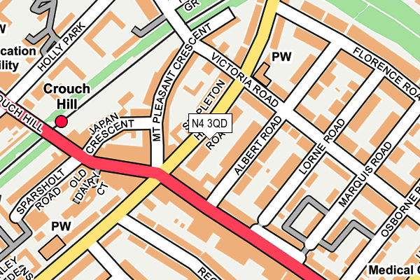 N4 3QD map - OS OpenMap – Local (Ordnance Survey)