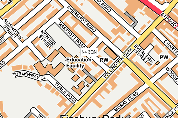 N4 3QN map - OS OpenMap – Local (Ordnance Survey)