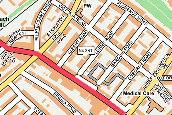 N4 3RT map - OS OpenMap – Local (Ordnance Survey)