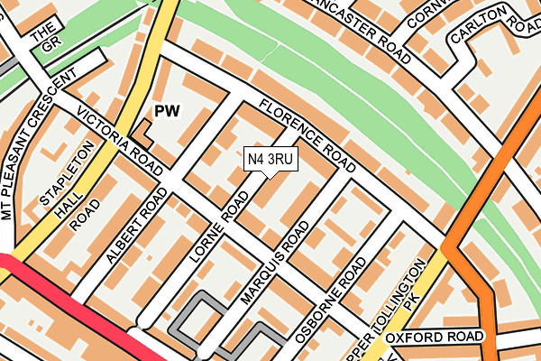 N4 3RU map - OS OpenMap – Local (Ordnance Survey)