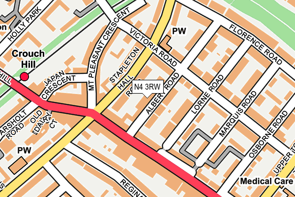 N4 3RW map - OS OpenMap – Local (Ordnance Survey)