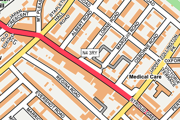 N4 3RY map - OS OpenMap – Local (Ordnance Survey)