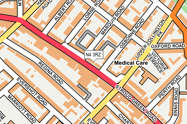 N4 3RZ map - OS OpenMap – Local (Ordnance Survey)