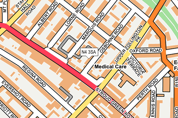 N4 3SA map - OS OpenMap – Local (Ordnance Survey)